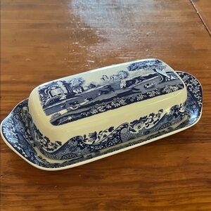 Spode Blue Italian Covered Butter Dish